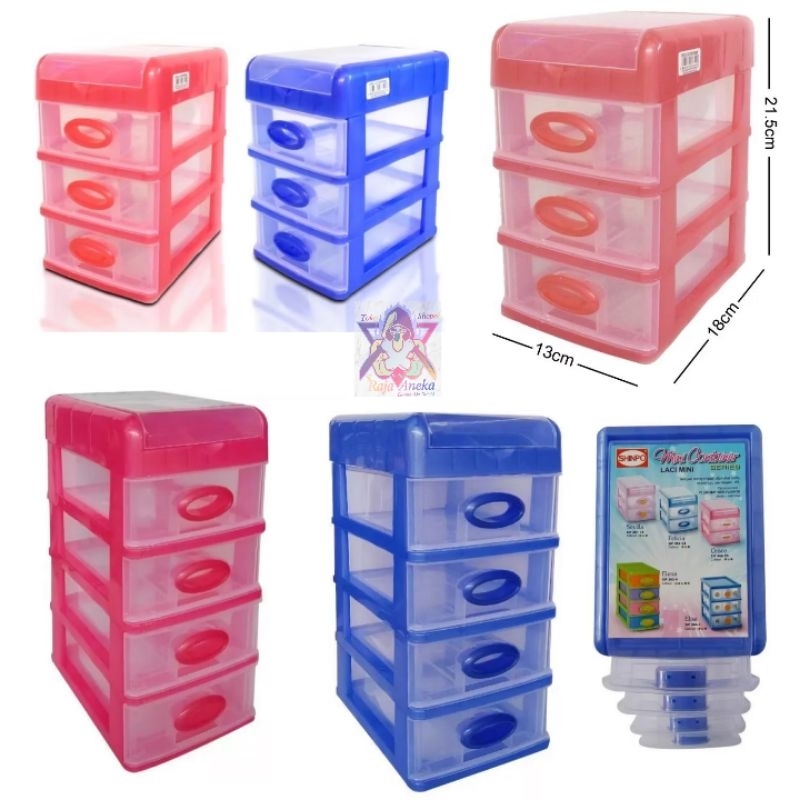 SHINPO LACI PLASTIK MINI DRAWER FELICIA SUSUN 3 DAN SUSUN 4 / MINI PLASTIK LEMARI OBAT & SERBAGUNA F