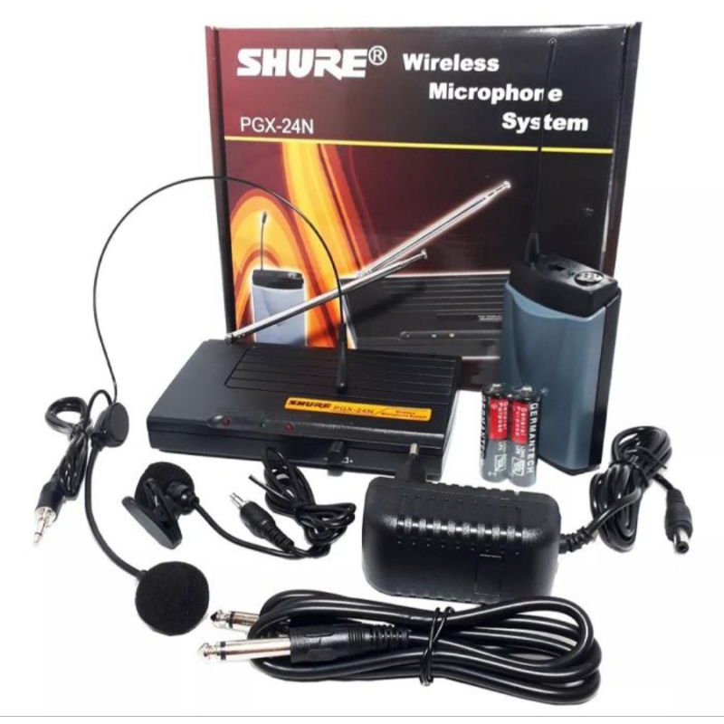 Mic Werles Wirles SHURE PGX-24N Wireless Mikropon 1 Mik bando headset 1 Mik Jepit Clip On