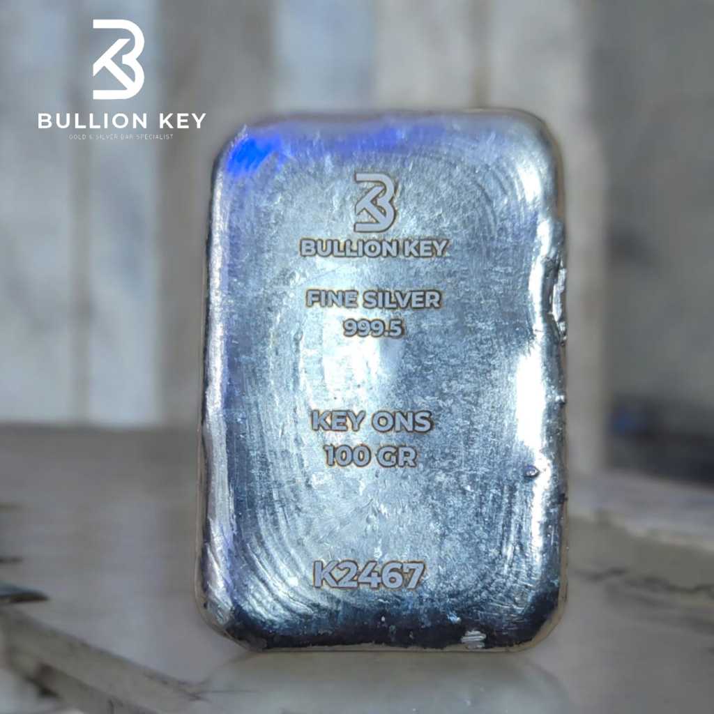 Perak Batangan  50 gram 100 gram 250 gram 500 gram   999.5 Murni - Bullion Key Silver | Investasi Am