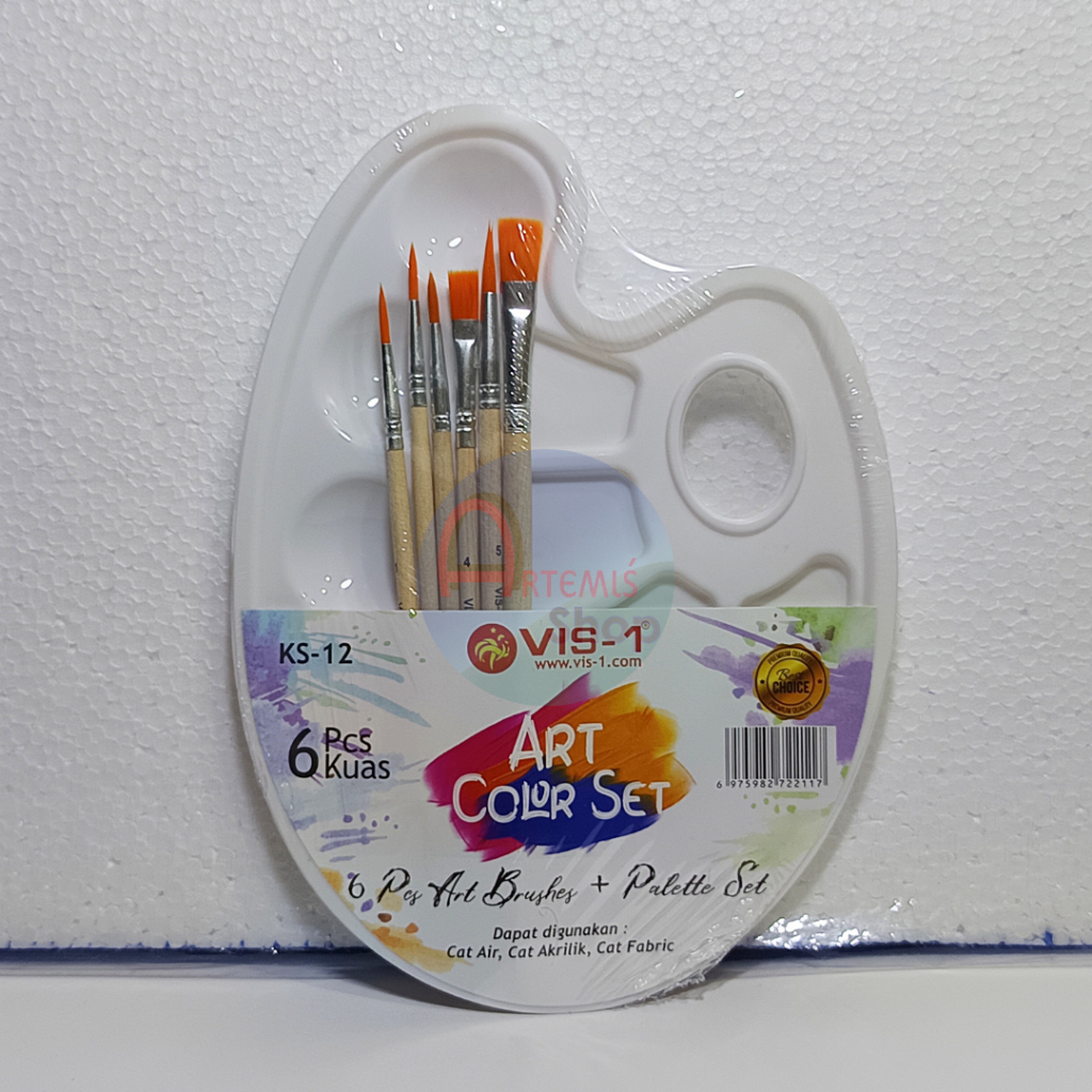 

Kuas Palette Lukis Set Art Color Set VIS-1 KS-12 Isi 6 pcs Kuas