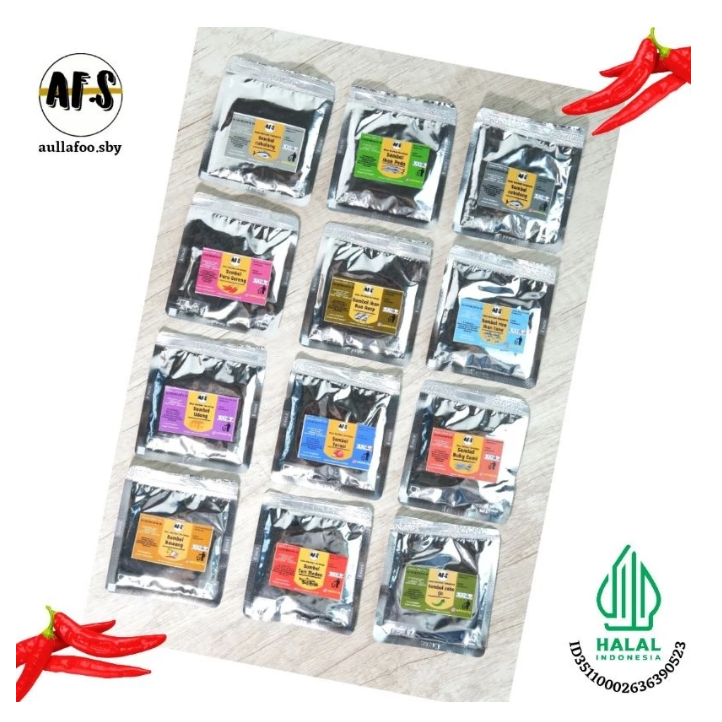 

SAMBAL SACHET BERMACAM MACAM VARIAN : BABY CUMI, TERIMEDAN,PARU,CAKALANG,TUNA,UDANG,BAWANG,OSENG