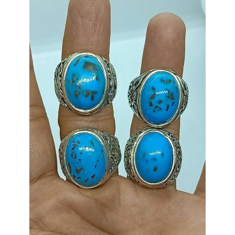 Cincin Batu Badar Besi Biru Natural Nempel Magnet