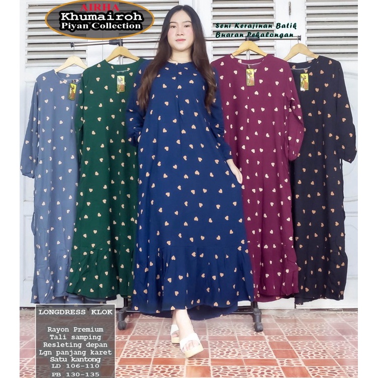 KODE I78D LONGDRES REMPEL BAWAH BATIK PRINT  DASTER LENGAN PANJANG KARET MOTIF KEKINIAN