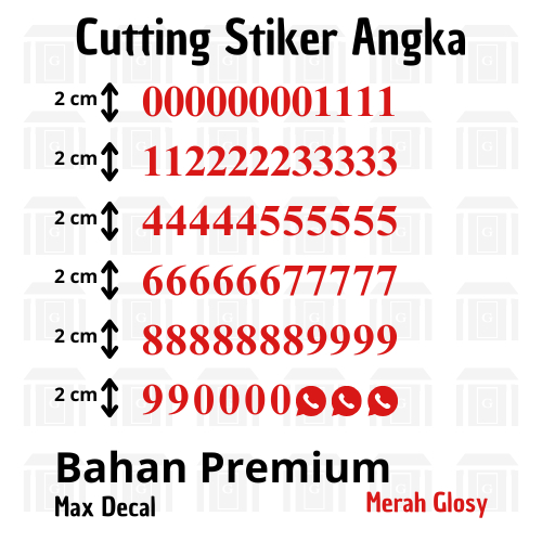 

stiker cutting angka tinggi 2cm
