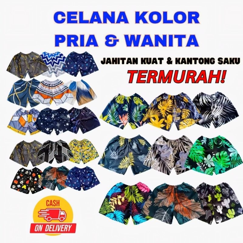 Paket Usaha 100 Pcs Celana Pendek Dewasa Boxer Pria Wanita Santai Murah