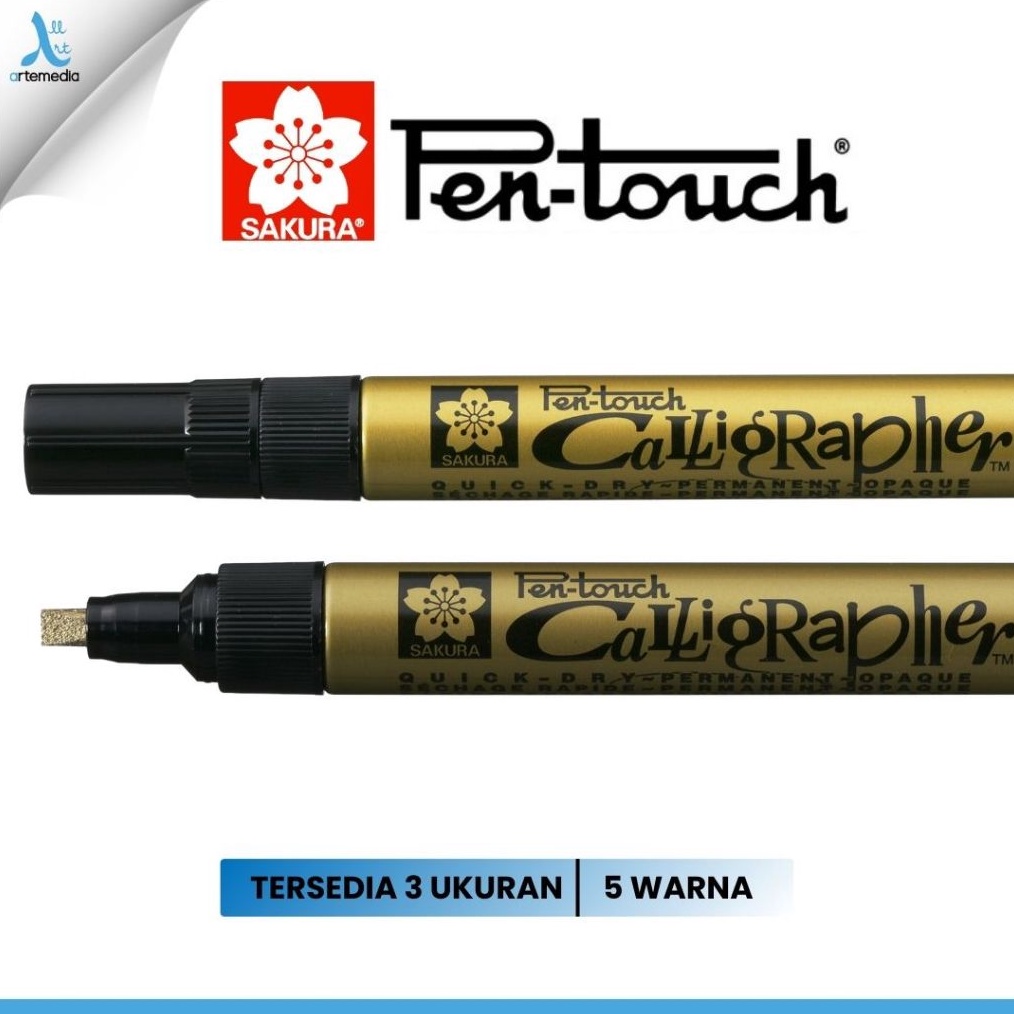 

KODE A83J Sakura Pen Touch Paint Marker Pigment Color Spidol Permanen Marker Kaligrafi Emas Perak Putih