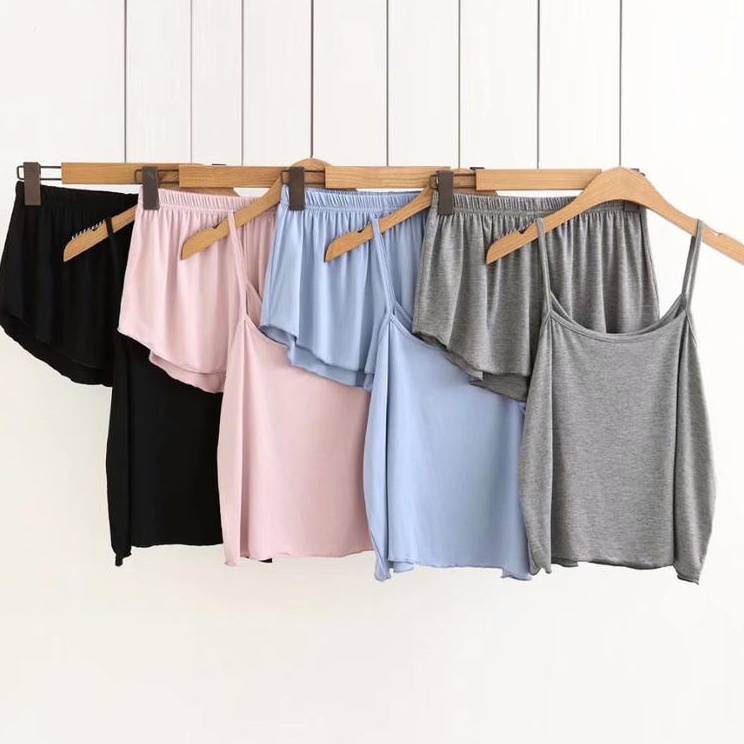 BISA COD  Yipao 9 Baju Tidur Set Wanita Sexy Camisole dengan Celana Pendek Piyama Wanita Kamisol Set