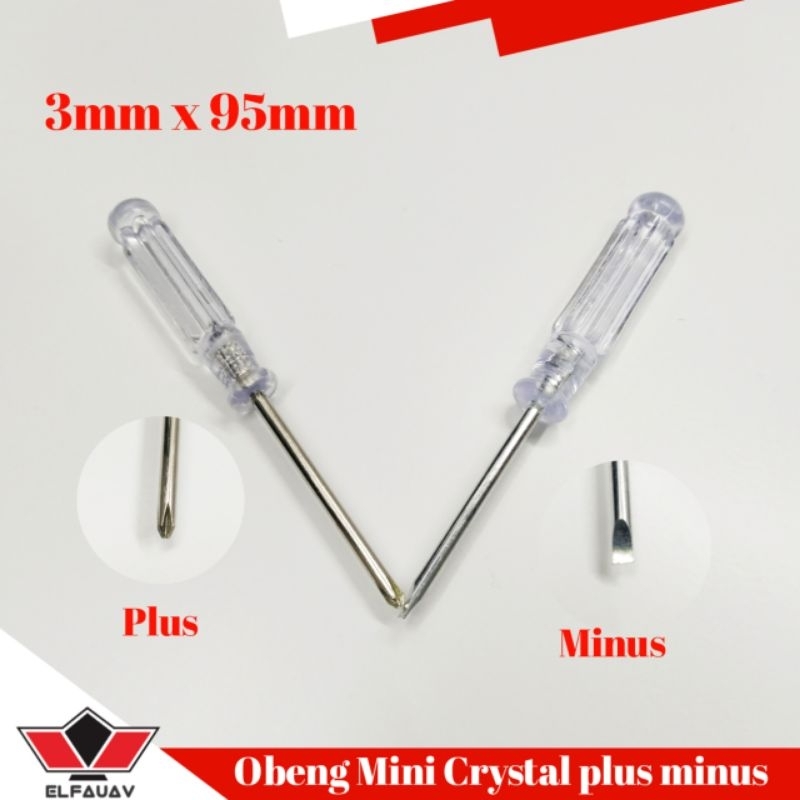 OBENG CRYSTAL MINI 3MM X 95MM PLUS DAN MINUS OBENG BENING KECIL 3 MM X 95 MM #R1L1-LA3-B