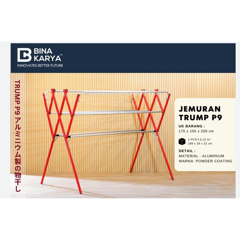 Jemuran Baju 9 Palang Trump Aluminium Bina Karya