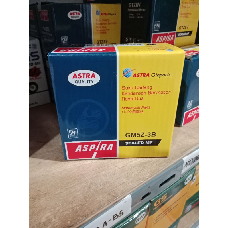 Aki Motor Suzuki Satria Lumba, Smash 110, Titan, Shogun 110 GM5Z-3B ASPIRA MF AKI KERING