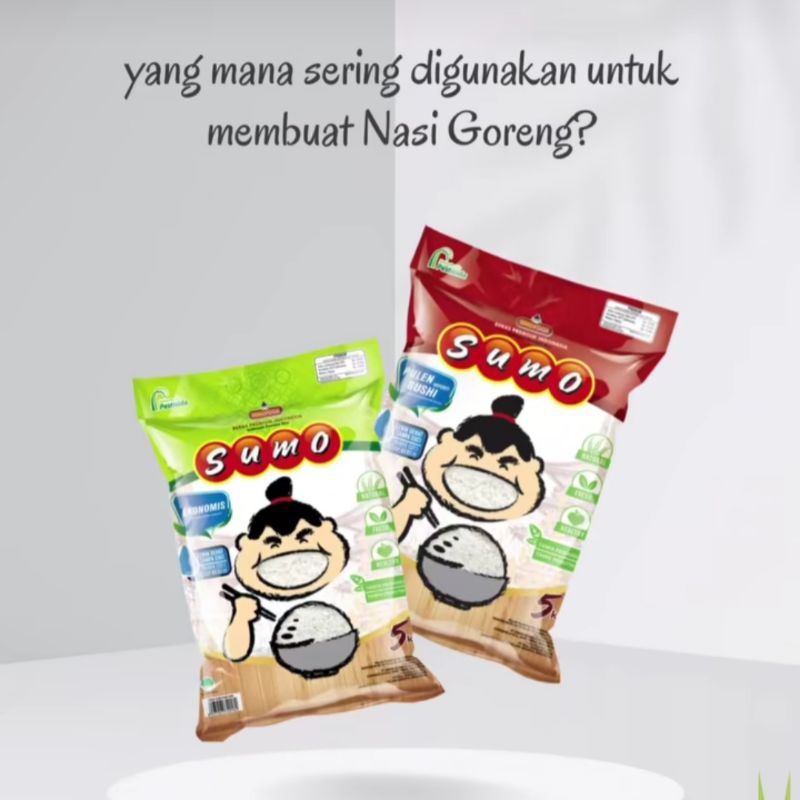 Beras Sumo Pulen Merah 5kg/Beras Premium Beras Sumo Hijau 5 kg/Beras Ekonomis Cap Sumo 5kg