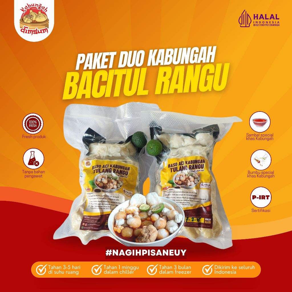 

BASO ACI KABUNGAH PAKET BUNDLING 2 PCS TULANG RANGU BASO ACI ENAK PEDAS HALAL HOMEMADE FROZEN FOOD