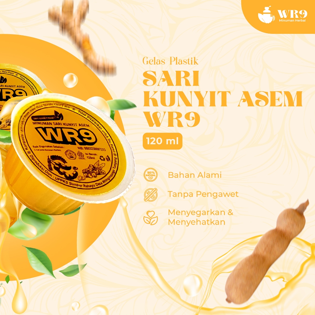 

Minuman Sari Kunyit Asam Gelas Plastik 120ml (Isi 24 Cup/Kardus) | Minuman Sehat dan Menyegarkan by WR9