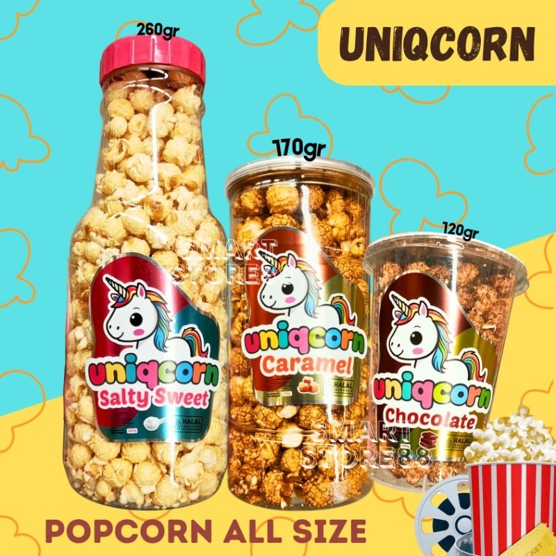 

UNIQCORN POPCORN CARAMEL CHOCOLATE SWEET SALTY SNACK CEMILAN POP CORN