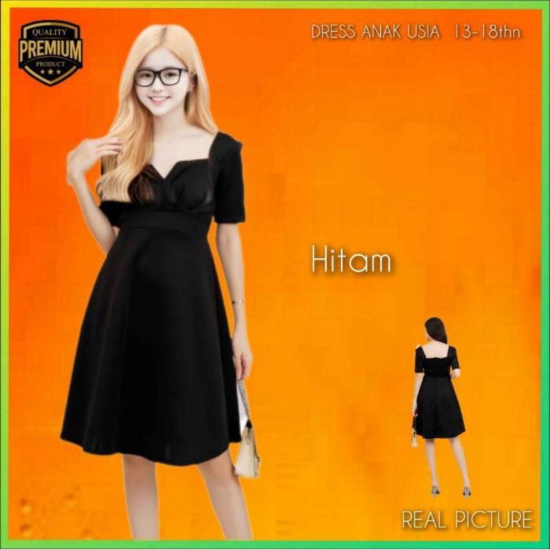 Midi Dress Anak Perempuan 13-18thn Beiye Gaun Pesta Korea Remaja Hitam