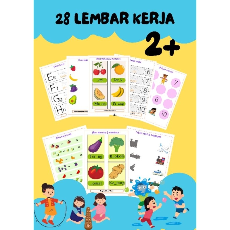 

worksheet - Lembar kerja berwarna anak usia dini paud TK - ukuran kertas A4 70 gsm