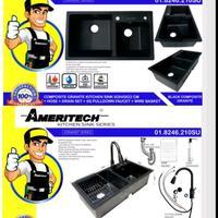 BAK CUCI PIRING / KITCHEN SINK / BCP AMERITECH BLACK STAINLESS KOMPLIT 82x45cm ANTI GORES (PACKING K