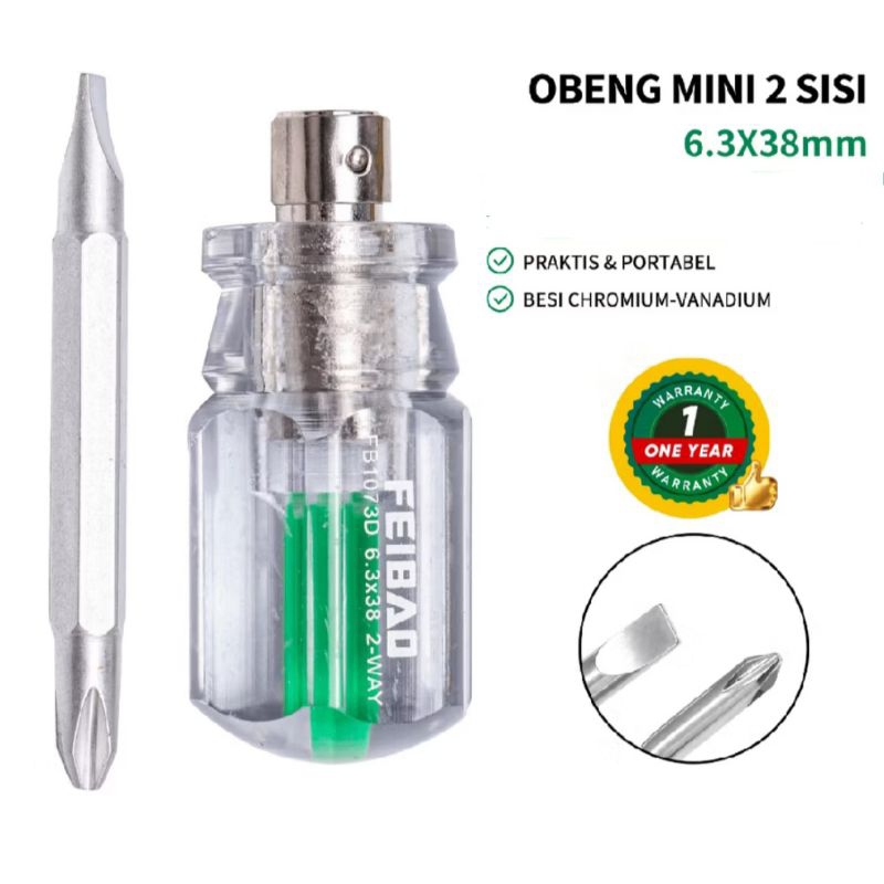 Feibao obeng mini 2in1 / mini screwdriver / obeng cebol 6.3x88mm / tools alat perkakas / F46-1073D