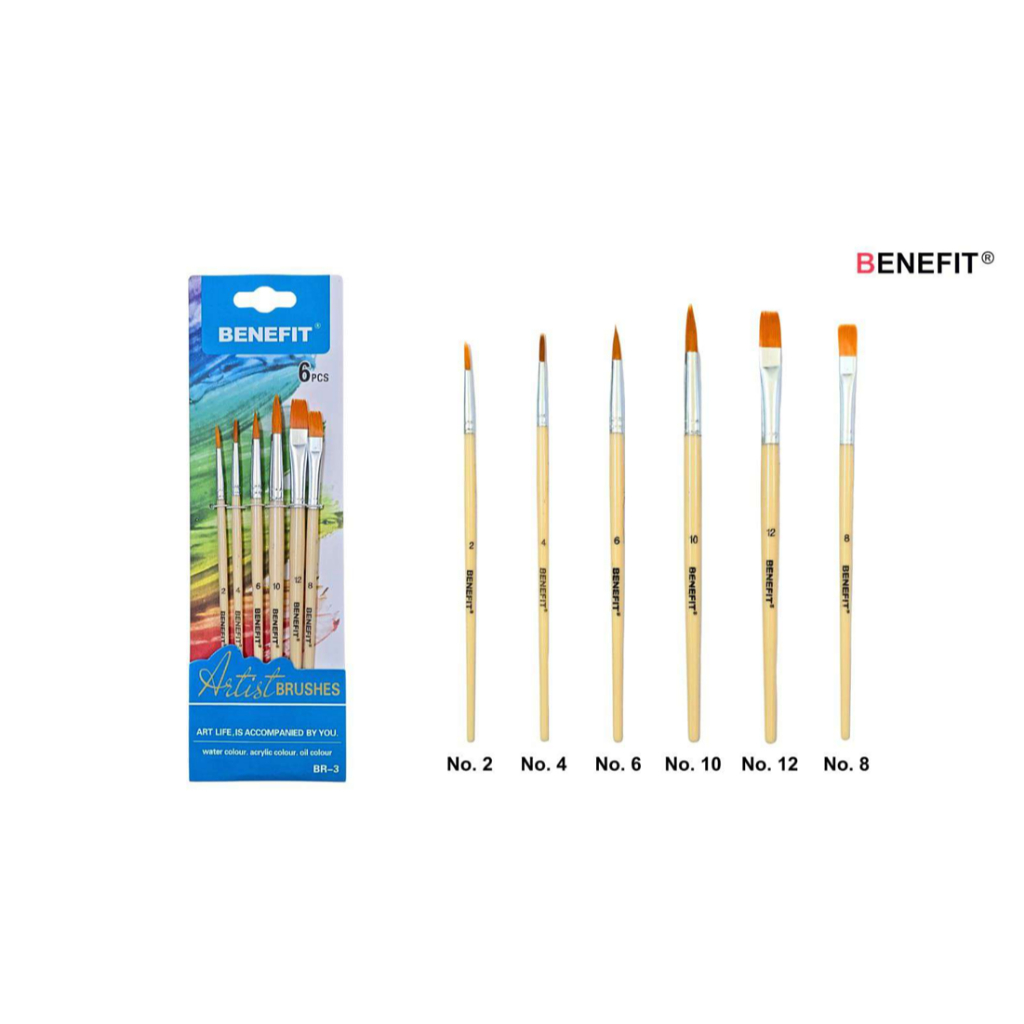 

12 pack Kuas Nylon Isi 6 BR-3 BENEFIT