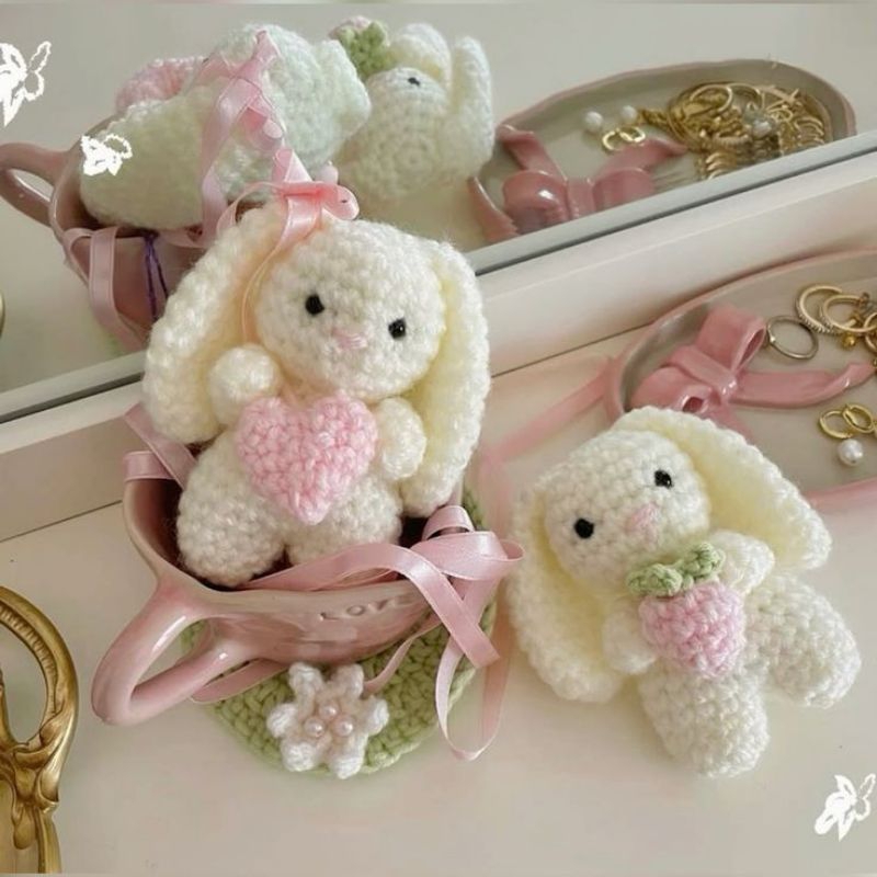 boneka kelinci | boneka rajut | boneka lucu | gantungan boneka | boneka kelinci mini | gantungan bon