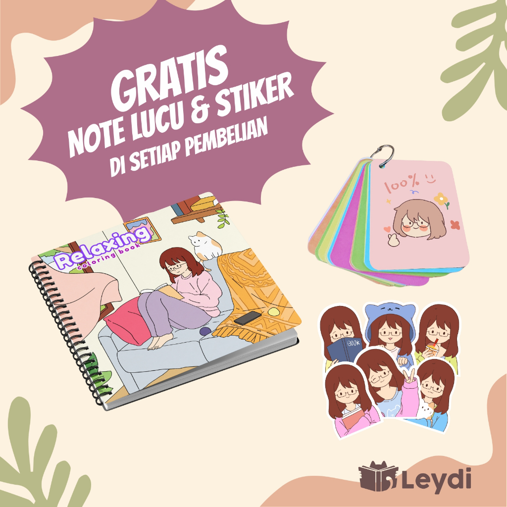 Relaxing Coloring Book Girl / Healing Coloring Book / Aesthetic / Buku Mewarnai Anak Dewasa