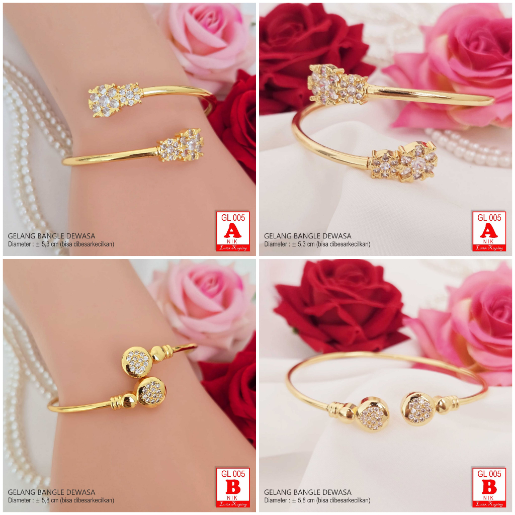 GL 005 GESER Gelang Fleksibel Big Size Perhiasan Xuping Jumbo Lapis Emas Bangle Yaxiya Tangan Orang 
