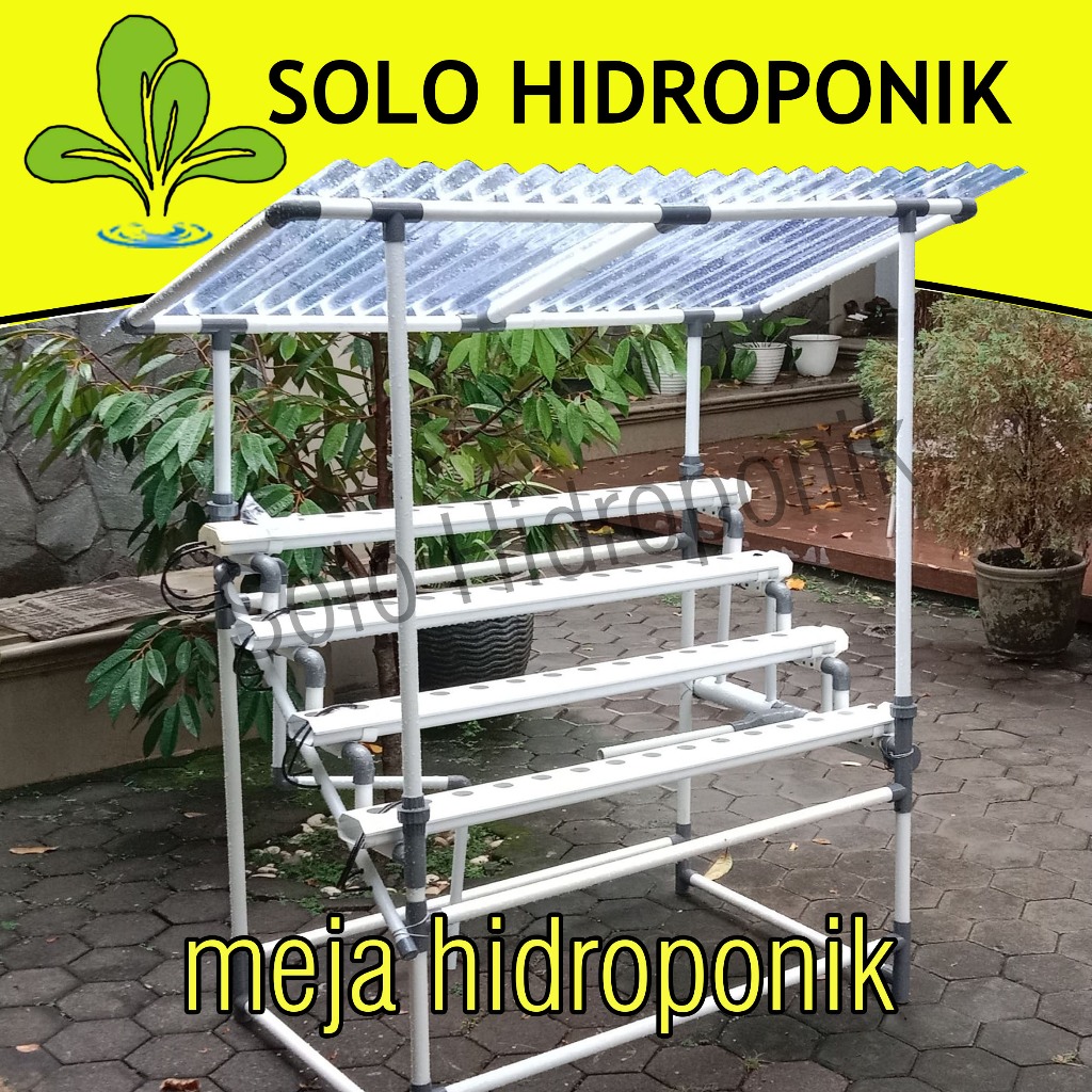 Meja Hidroponik - NFT - Trapesium Gully -Atap yang bisa dilepas