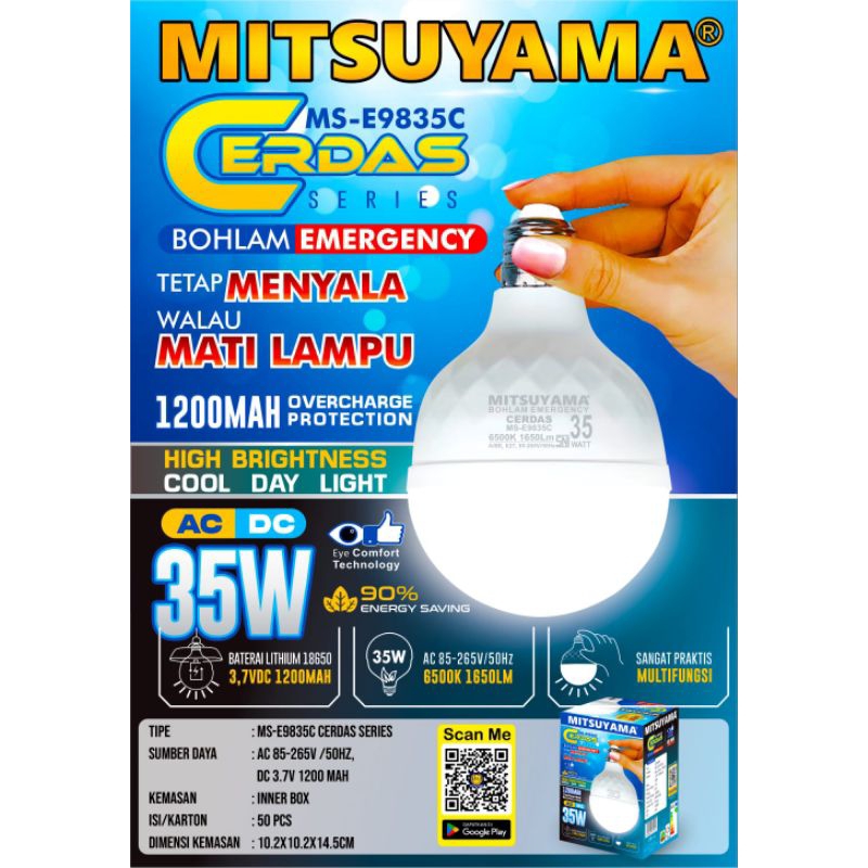 MITSUYAMA EMERGENCY 35 w 25 w MS-E9835C / MS-E9825C Lampu Led Bohlam Bulb emergency Magic Cas Charge