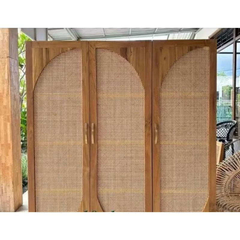 Almari Rotan Mininalis Kayu Jati Almari Pintu 3 Rotan Kayu jati