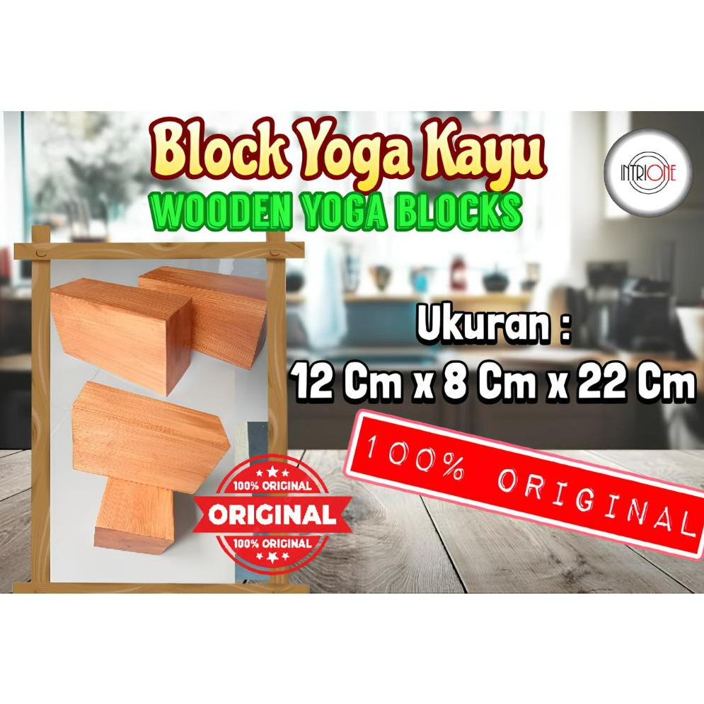 Balok Yoga ukuran 8x12x22cm / Block Yoga Kayu Solid Original