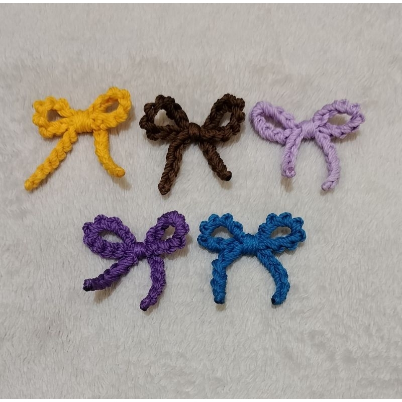 Aplikasi rajut bentuk pita /tempelan baju/hijab Accesories tempel / Accesories Jepit / Aplikasi baju