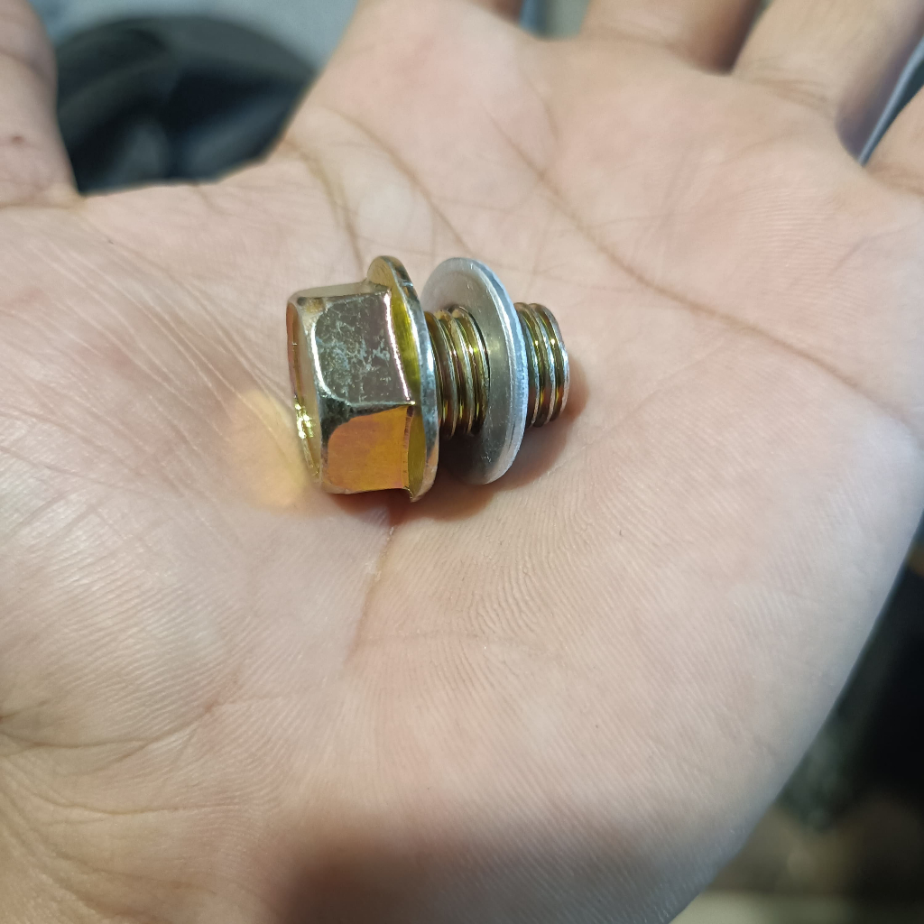 Baut oli honda kunci 17 mm ulir M12 drat kasar + ring alumunium