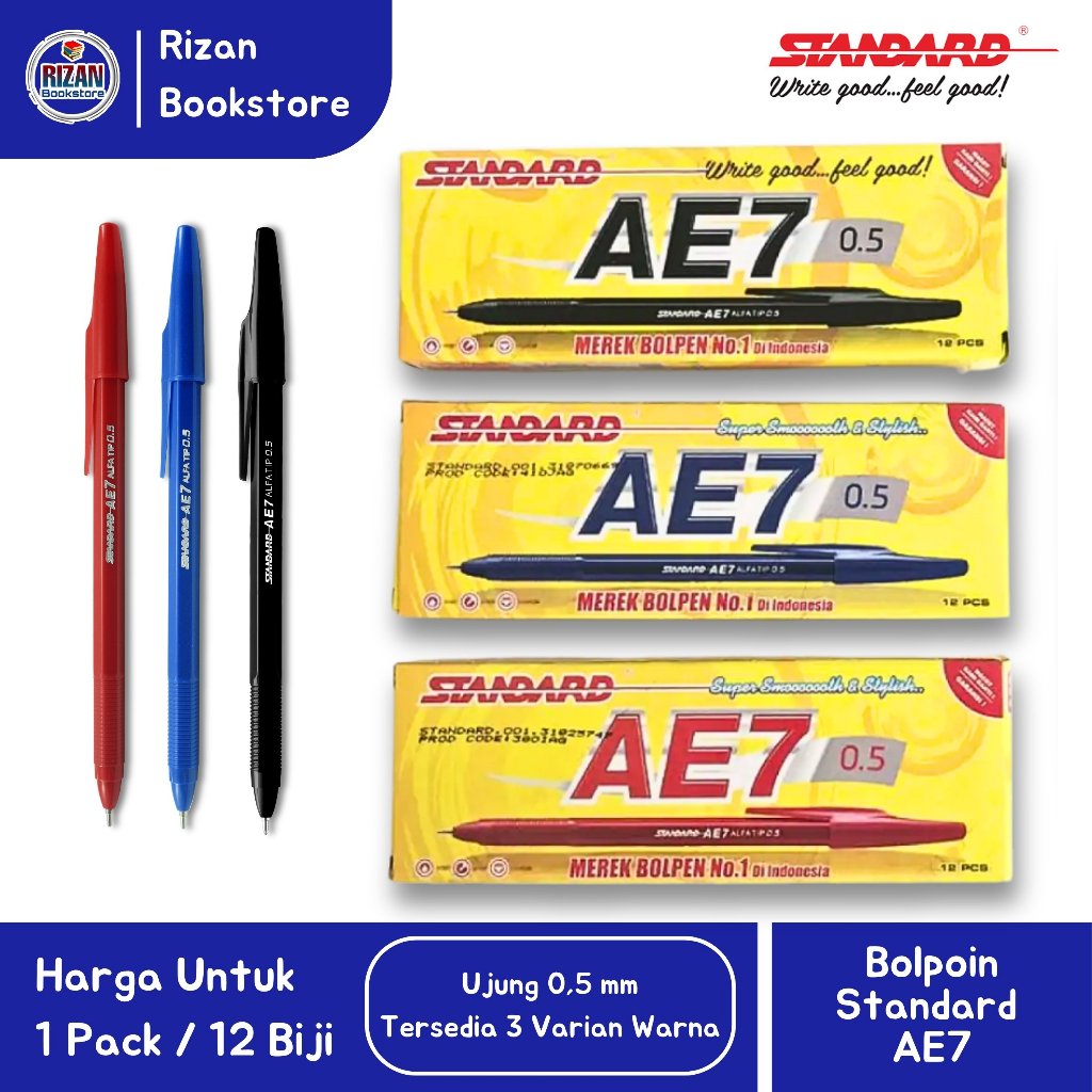 

[1 PACK / 12 Buah] Bulpen / Bolpoin / Pena Standard AE7 0.5