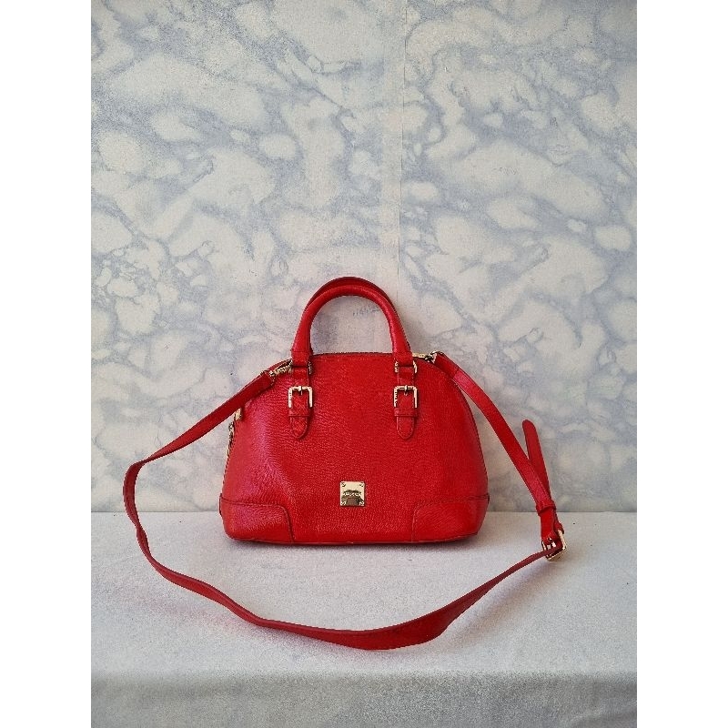 TAS SLING ALMA SISLEY KULIT WANITA SECOND BRANDED MERAH / TAS TOP HANDLE PESTA WANITA SECOND BRAND