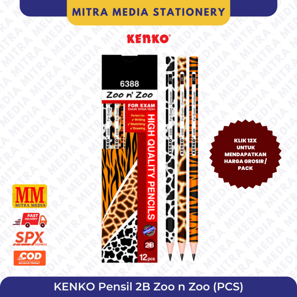 

(PCS) Kenko Pensil Tulis 2B Zoo N Zoo - 6388 LUSIN PACK