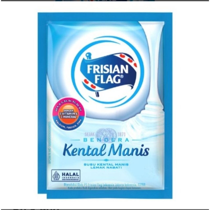 

Susu Kental Manis Frisian Flag Renteng isi 6 Susu Bendera Putih Coklat Kemasan Renceng SKM bendera 37g