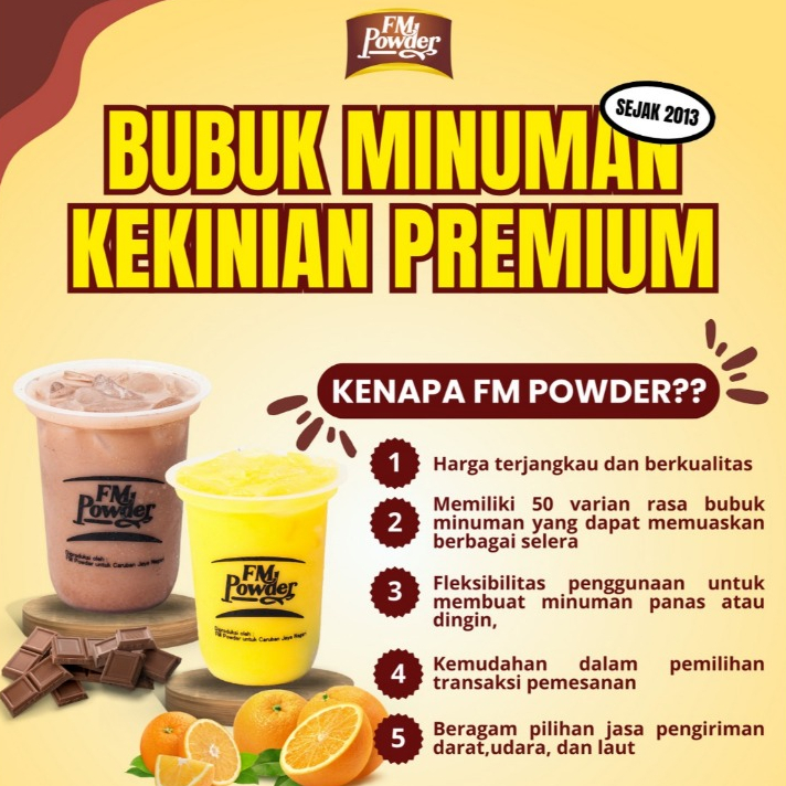 

FM POWDER 25 GRAM - BUBUK MINUMAN RASA / Serbuk Minuman Kekinian Premium