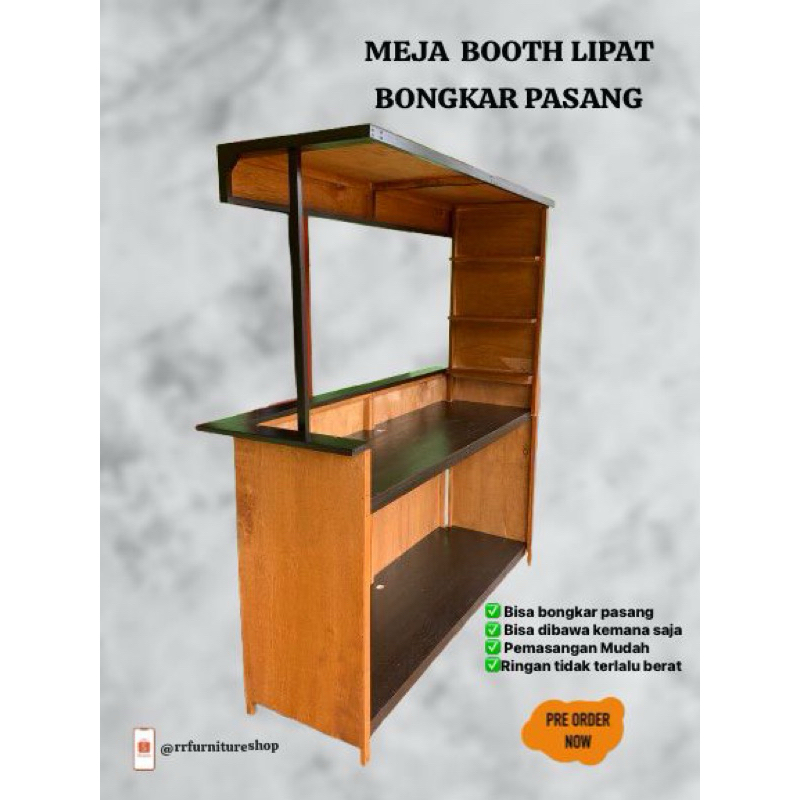Booth Lipat Bongkar Pasang Plus Rak Pinggir & Ambalan Meja Jualan Portable / Booth / Booth Portable 