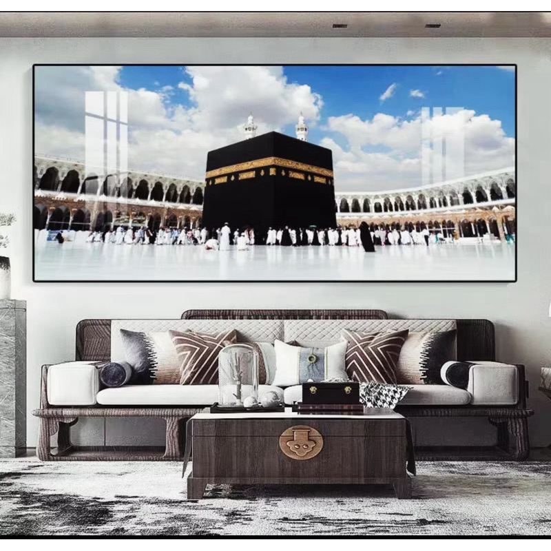 Lukisan Porcelain Painting Daimond 5D - Model Kabah/Kaligrafi Allah Muhammad - Hiasan Dinding Mewah