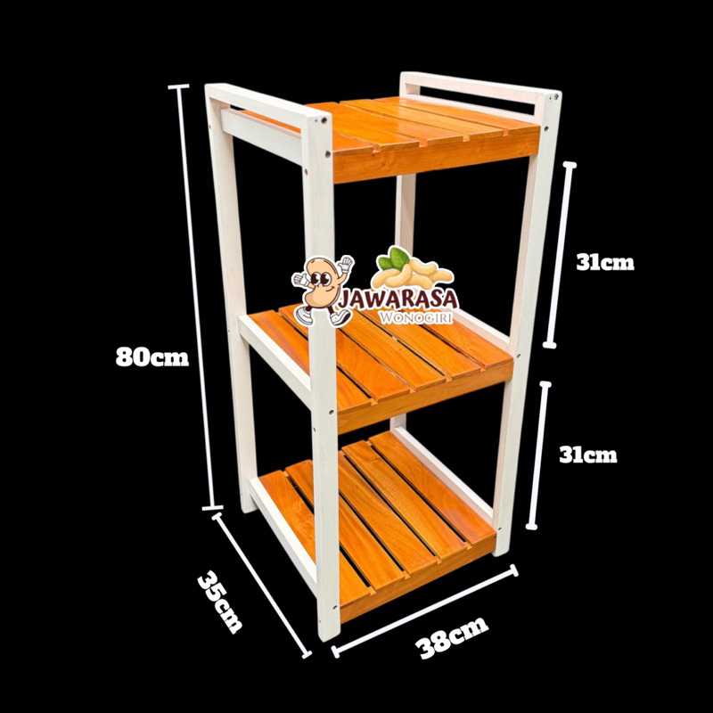 RAK GALON DISPENSER DAN RICE COOKER KAYU AESTHETIC SUSUN 3 MINIMALIS