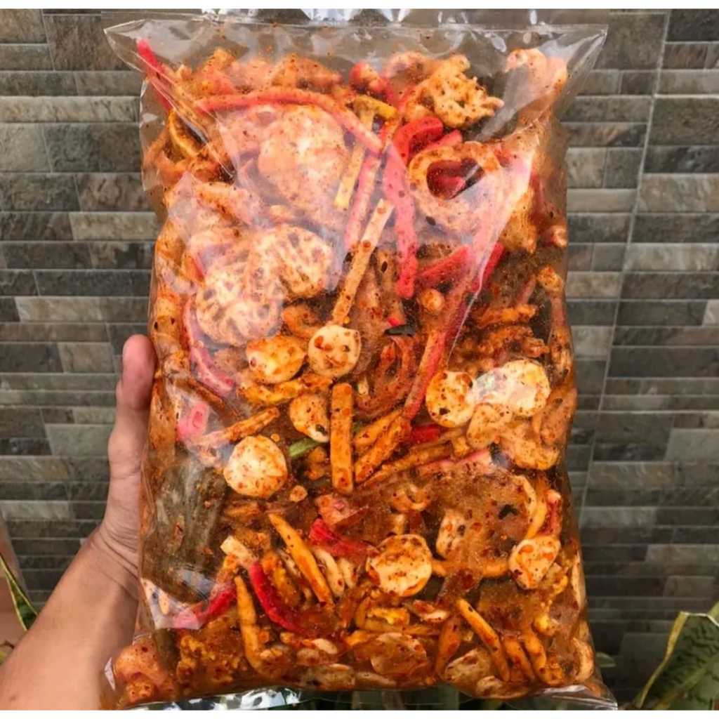 

kerupuk seblak campur mix/campur pedas daun jeruk cikruh wangi 1 kg 500gr