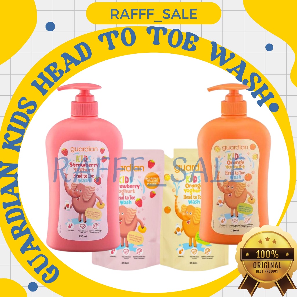 Guardian kids head to toe wash - sabun & shampoo anak | 750 ml | 450 ml