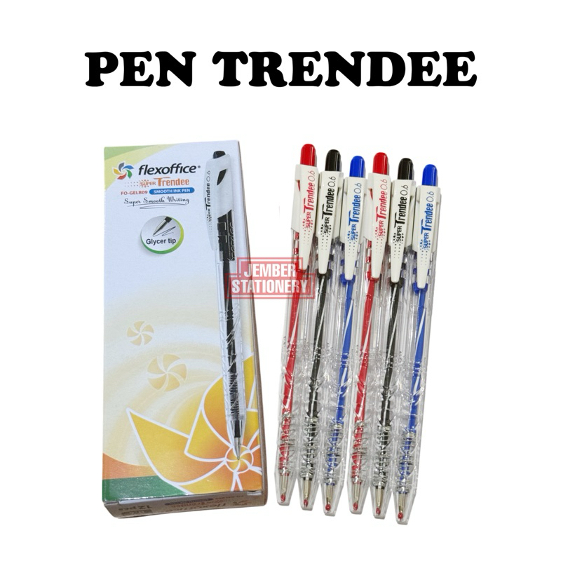 

(12pcs) Pulpen Flexoffice Trendee 0.6mm Cetekan Hitam / Biru / Merah