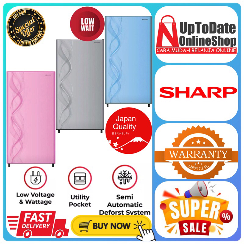 KULKAS 1 PINTU SHARP SJ-182ND SJ182ND SJ 182ND SUPER LOW WATT FAST FREEZING LEMARI ES 1 PINTU SHARP 