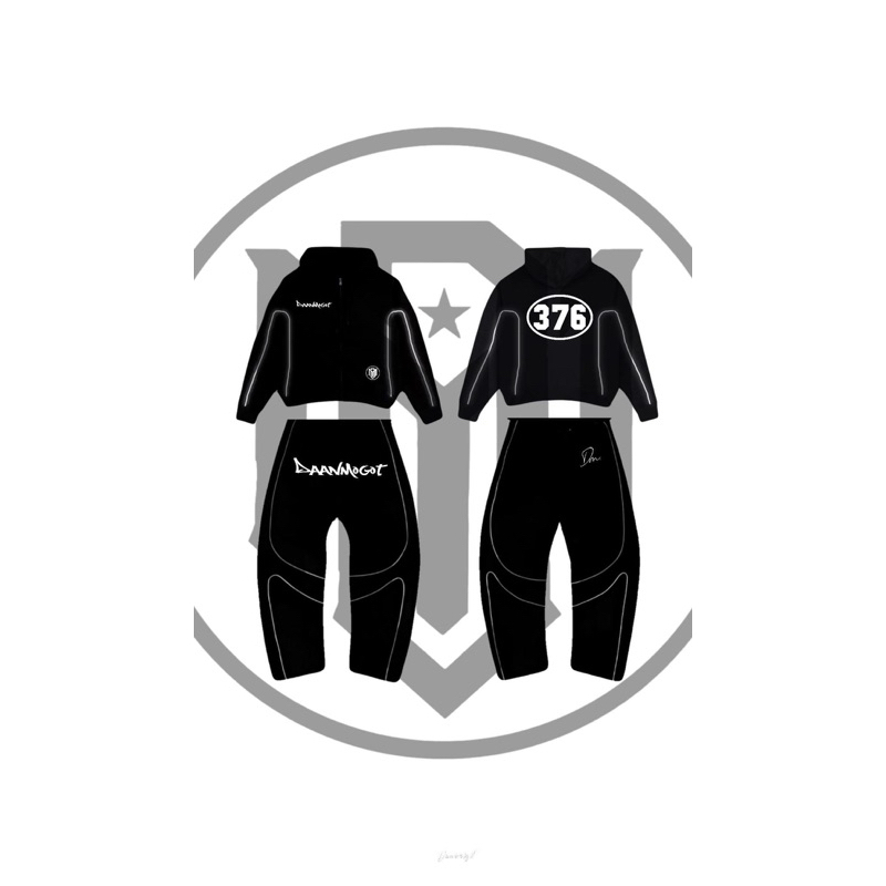 hoodie zipper reflective & celana reflective