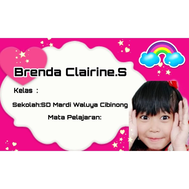 

(ISI 50 PCS) SUDAH ADA LEM STICKER LABEL BUKU SEKOLAH CUSTOM NAMA & FOTO MOTIF RAINBOW