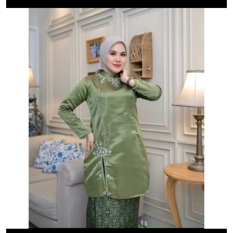 Kebaya kurung Melayu Belah Samping Rok Songket / Baju kurung Melayu Payet / Kebaya Kurung Pesta