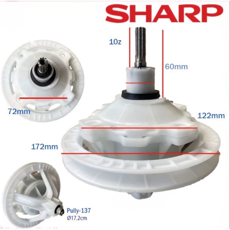 gearbox mesin cuci sharp 2 tabung 7kg 8kg 9kg 10kg 11kg 12kg 13kg 14kg 15 16 gear box gir box girbox