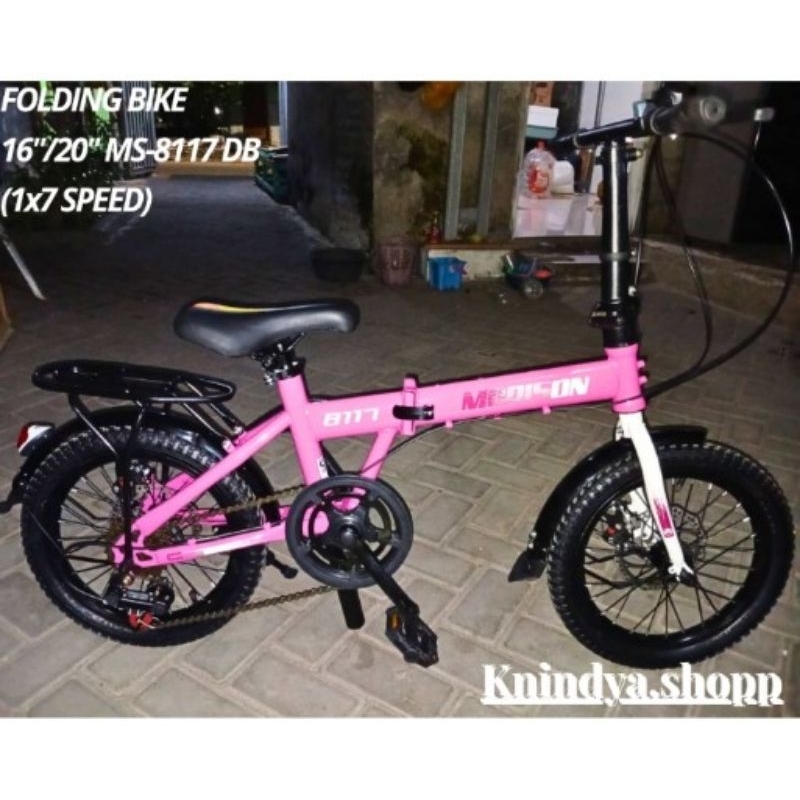 Sepeda lipat MORISON MS8117 cakram 1x7 SPDB 16,20 x 1,75 Inci H-Ten Steel Folding Bike velg alloy da