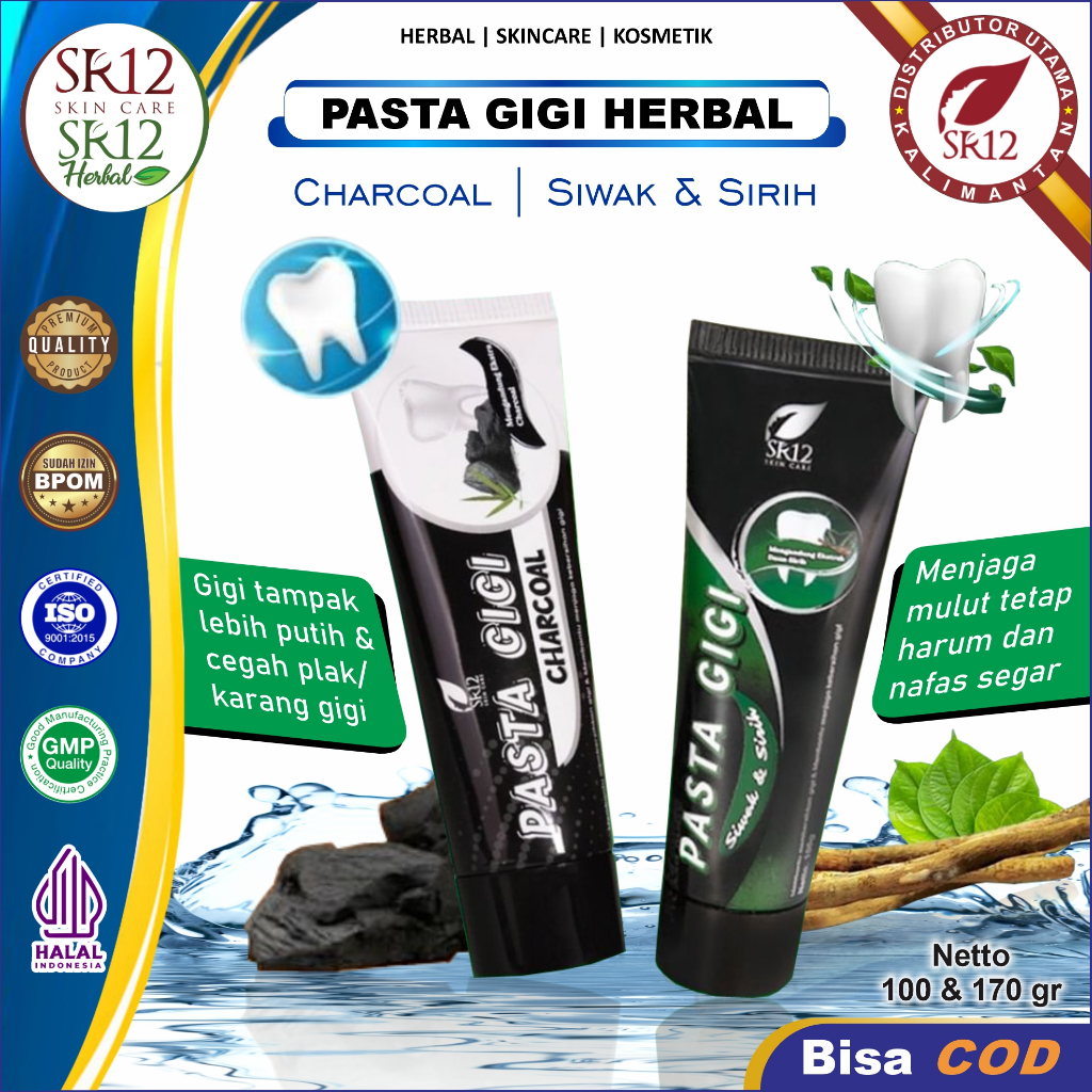 Pasta Gigi SR12 Herbal Pasta Gigi Charcoal | Pasta Gigi Siwak & Sirih Pasta Gigi Herbal Pemutih Gigi